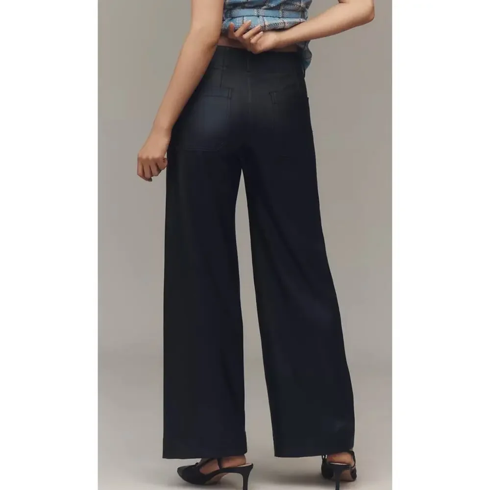 Maeve The Colette Faux Leather Full-Length Wide-Leg Pants Size 30 - Picture 2 of 7